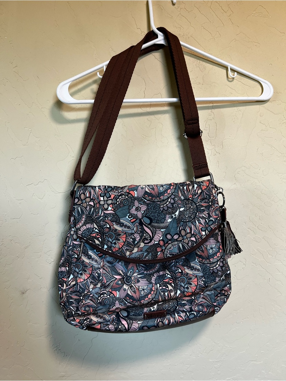 Sakroots Floral Crossbody Bag in Brown and Pink